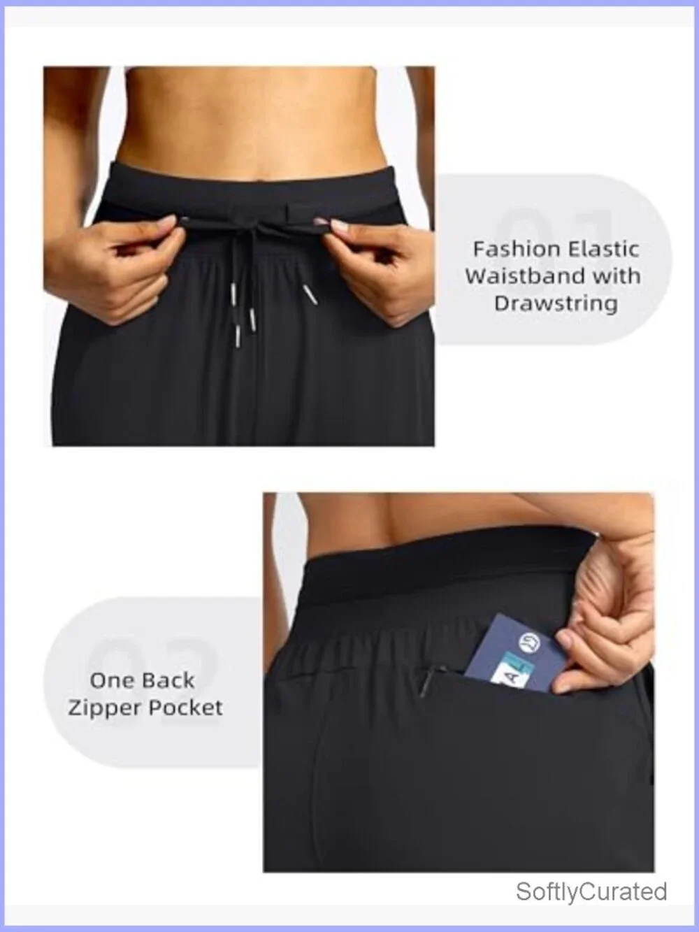 High Waisted Joggers with Zipper Pockets, Tapered Sweatpants for Workout